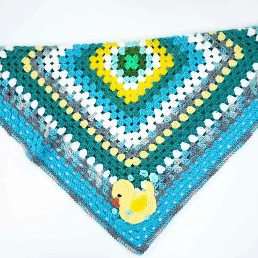 Handmade Crochet Baby Blanket Rubber Duckie Blue